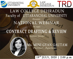 Law College Dehradun organizes a National Webinar on “Contract Drafting and Review”